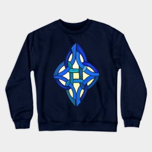 Study of a Stained Glass Celtic Marriage Knot in Ocean Blues Crewneck Sweatshirt
